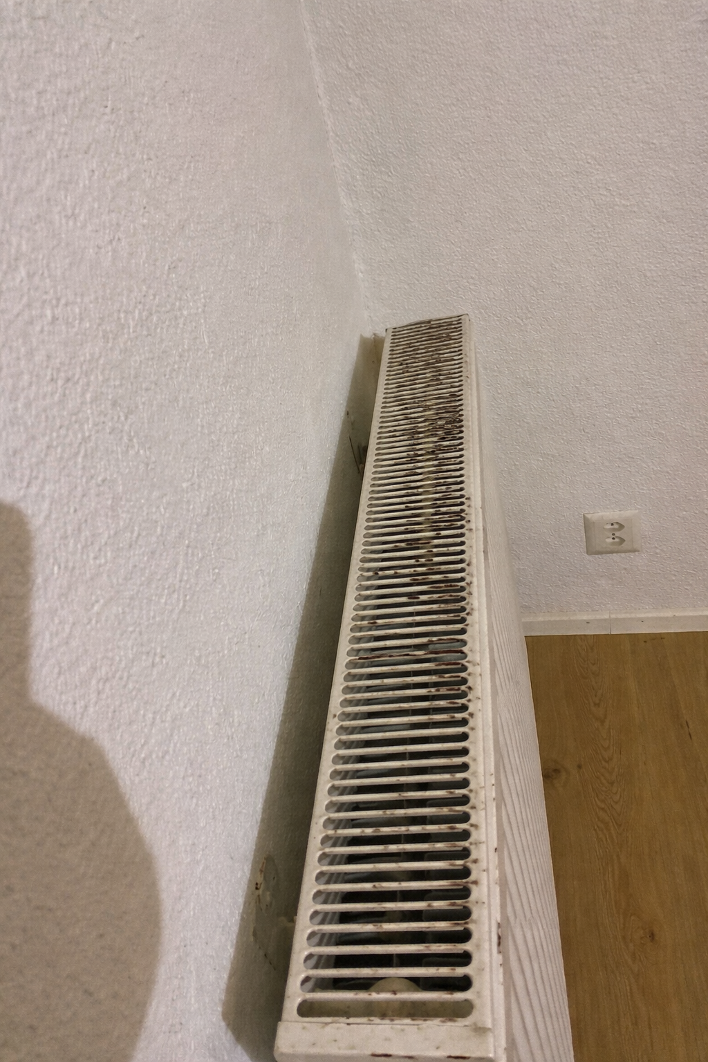 Vorher-Bild einer stark verstaubten Heizung